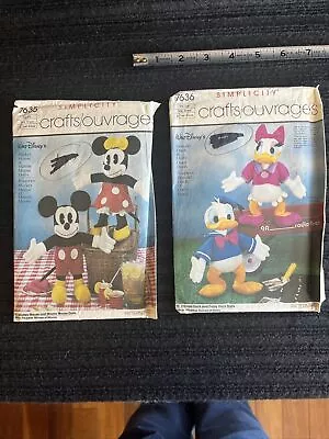 VTG 80's Simplicity Pattern 7636 Donald & Daisy Duck 7635 Mickey & Minnie Mouse • $20