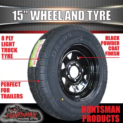 15  Black Steel Wheel Rim & 225/70R15C Tyre Suits Ford Caravan Camper Trailer • $148