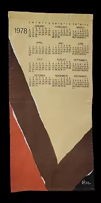Vintage 1978 Vera Neumann Earth Tone Linen Tea Towel / Wall Hanging Calendar • $19.95