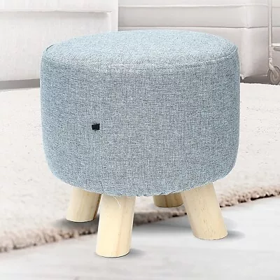 Fabric Ottoman Foot Stool Rest Pouffe Footstool Wood Storage Padded Seat • $45.95