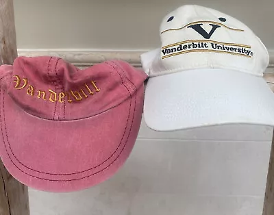 2 USED Vintage Vanderbilt University Baseball Caps Discontinued - Pink And White • $22