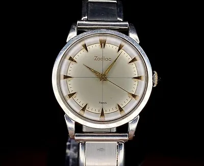 1950s Zodiac Glorious Ref 772 Watch Cross Hair Claw Markers Zodiac 1094 Serviced • £600