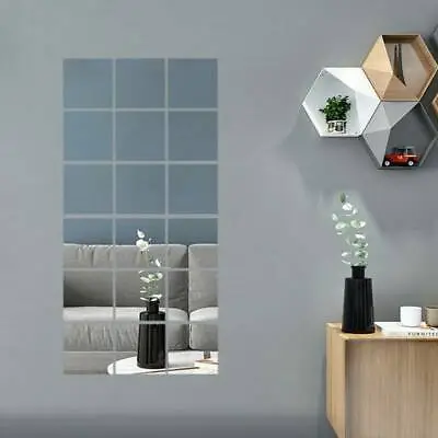 £3.59 • Buy 32x Glass Mirror Tiles Wall Sticker Self Adhesive Square Stick On Art Home Decor