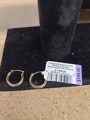 14k Yellow Gold 2mm Hoop Earrings MSRP $199 • $94.95
