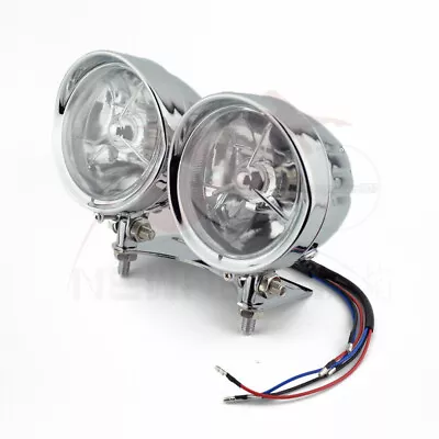 Motorcycle Twins Dual Headlight Double Headlamp W/Bracket For Harley Cafe Racer • $105.99