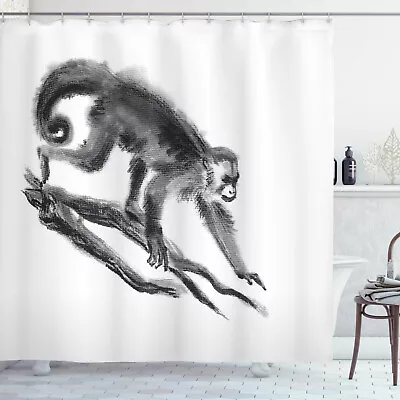 Animal Shower Curtain Exotic Jungle Monkey Print For Bathroom • $16.99