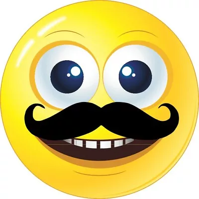 4.5in X 4.5in Mustache Happy Face Sticker Car Truck Vehicle Bumper Decal • $6.99