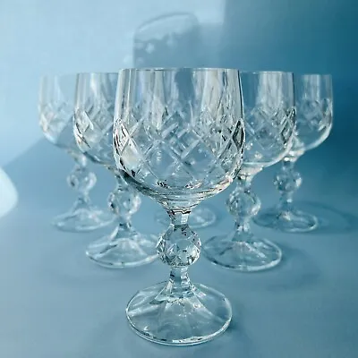 6 Bohemia Crystal Glasses. Bristol Pattern. Medium Size. 1980’s. 150ml Czech. • $48