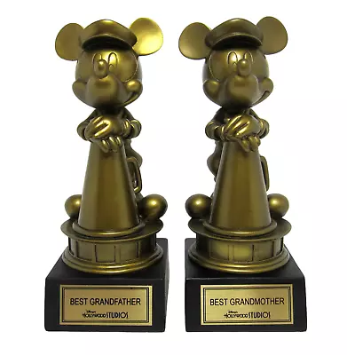 Disney Mickey BEST GRANDMOTHER & GRANDFATHER Bronze Trophy Award Pair HW Studios • $51.99