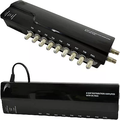 8 Way TV Aerial Distribution Amplifier 4G Amp Splitter Booster F Type Coaxial DC • £43.99