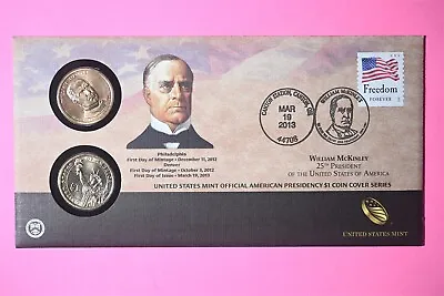 $24.95 • Buy 2013 P&D William McKinley One Dollar Coin Cover Limited Edition Mint Code P45