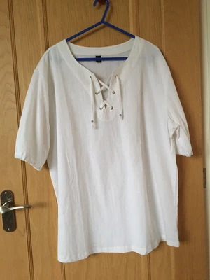 £5 • Buy DELIE White Tie Front Ladies Top Elasticated Sleeves Pit To Pit 60cms  PERFECT