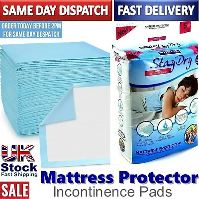 £6.99 • Buy Incontinence Single Bed Pads Disposable Waterproof Mattress Protect Cover 90x190