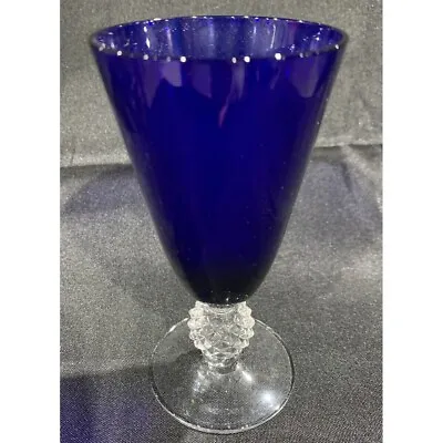 Morgantown Golf Ball Cobalt Stem 5” Footed Tumbler Juice Glass • $12.99