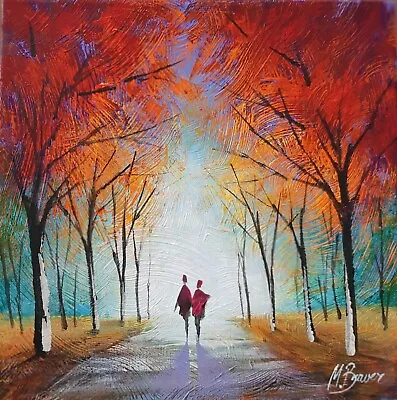 MARK BRAVER (1958-) Oil On Canvas Lovers In The Park In Sunrise Signed • $495