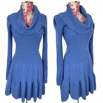 Blue Victoria's Secret  BLUE COWL SWEATER DRESS Cotton Moda Intl Winter Sz M L • $28