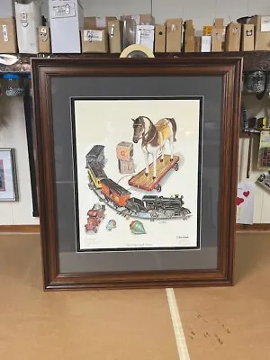 C Don Ensor  Toy Train And Horse  Signed Print Framed & Matted 25 1/2 X 29 1/2 • $50