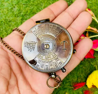 Vintage Brass 100 Year Callendar Compass Antique Pocket Gift Compass With Case • $22.61
