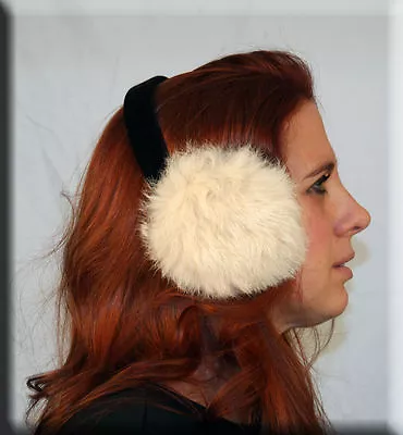 New Bone Rabbit Fur Ear Muffs Velvet Band - Efurs4less • $14.99