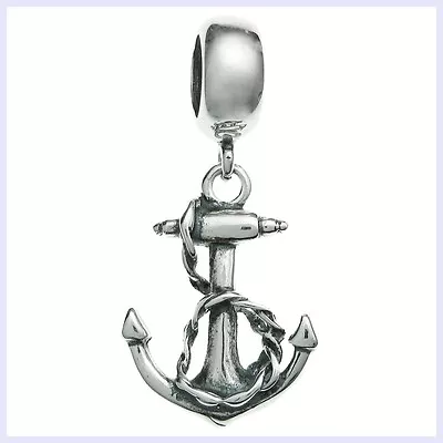 Sterling Silver Anchor Ship Boat Nautical Dangle Bead F/ European Charm Bracelet • $13.98