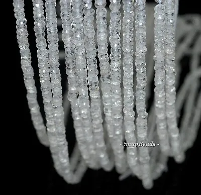 $14.99 • Buy 3x2mm-4x2mm Rock Crystal Gemstone Grade A Faceted Rondelle Loose Beads 13.5 