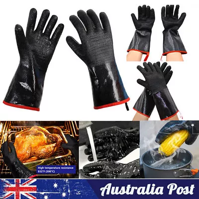 1 Pair Heat Proof Resistant Oven BBQ Gloves 35/45cm Kitchen Cooking Rubber Mitt • $38.79