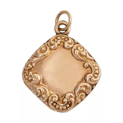 Vintage 10k Yellow Gold Repousse Scroll Borders Locket Pendant • $284.50