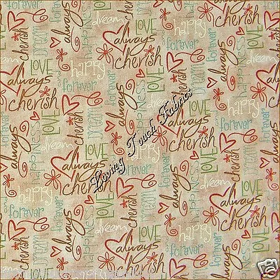 Red Rooster  Heartstrings  22284-dkbei1 Whimsicals Love Words Fabric Per 1/2 Yd • $6.99