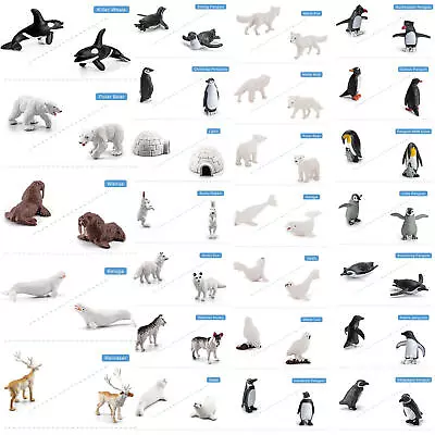 26 PCS Realistic Polar Animals Model Figurines Toy Polar Bear Reindeer Seal Wolf • $28.20
