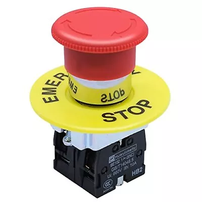 2NC 22Mm Emergency Stop Push Button Switch Red Mushroom Equipment E Stop Shut Of • $15.37