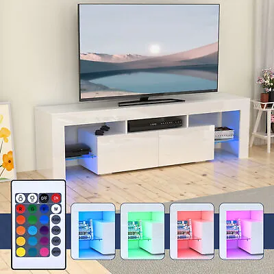 High Gloss LED TV Stand Cabinet For 65 Inch TV Entertainment Center W/ 2 Drawers • $85.98