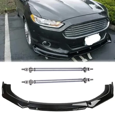 Front Bumper Lip Spoiler Splitter Body Kit +Strut Rods For Ford Fiesta S SE ST • $115.11