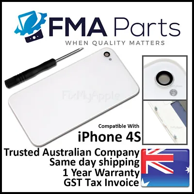 IPhone 4S White Glass Assembly Battery Back Cover Rear Housing Replacement • £4.98