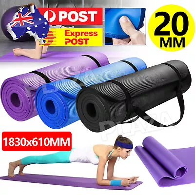 20MM Thick Yoga Mat Pad NBR Nonslip Exercise Fitness Pilate Gym Durable OZ • $27.95