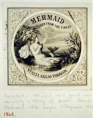 PHOTO ONLYTobacco LabelMermaidVuelta Abajo TobaccoQuiet CovePearlsc1868 • $9.99