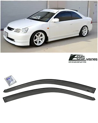 JDM SMOKE TINTED Side Vents Sun Shade Rain Guards For 01-05 Honda Civic Coupe • $26.99