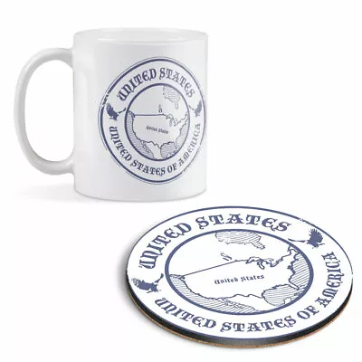 Mug & Round Coaster Set - United States Of America Travel Map #4487 • £9.99