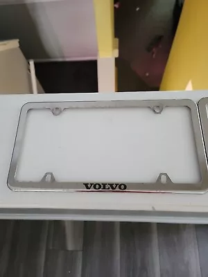 Volvo Genuine Oem Factory License Plate Frame Chrome/black Letters Nice! • $26