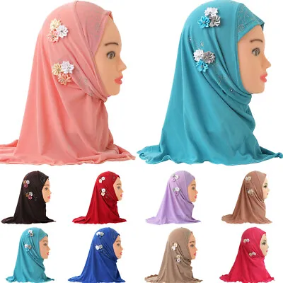 Amira Muslim Kids Girls One Piece Hijab Hat Turban Prayer Headscarf Wrap 2-6Y • $5.50