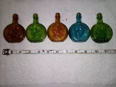 Vintage Early American Presidential Colored Glass Bottles (5) Taiwan Repro. NOS • $4.19