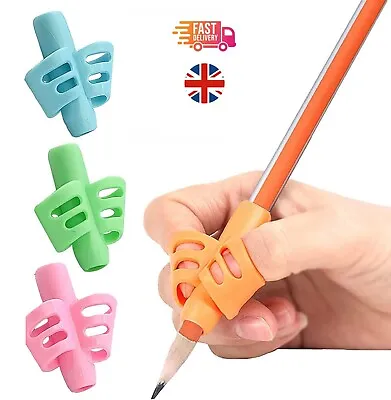 Children Pencil Grip Holder Training Pen Writing Handwriting Aid Grip Kids UK • £4.95