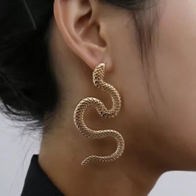 £5.99 • Buy Big Snake Gold Earrings Extra Large Medusa Goddess Costume Outfit Robe Dress