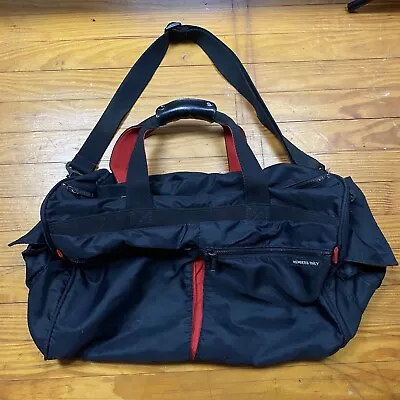 Vintage Members Only Duffle Bag Black Large Gym Travel Shoulder Strap + Handles • £28.40