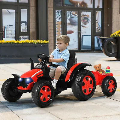 £139.99 • Buy Kids Tractor And Trailer 12V Electric Children Ride On Toy Car W/ Remote Control