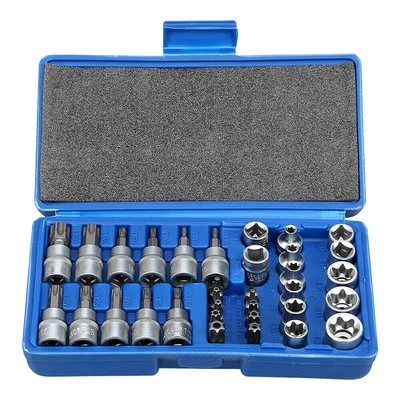 $30.48 • Buy 34pcs Torx Bit Socket Set 3/8  Dr. T10 - T60 E Star Socket Hex Bits With Case AU
