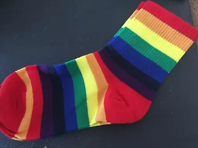 Pride Rainbow Socks Unisex One Size Small Novelty 100% Cotton • £3.50