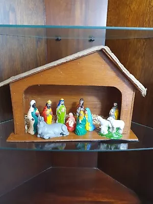 Vintage Nativity Set Boxed 11 Piece Christmas Scene  • £30