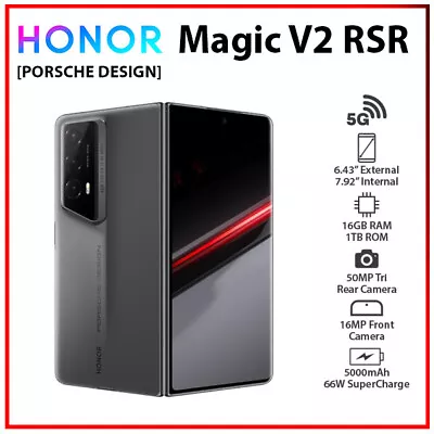 (Unlocked) HONOR Magic V2 RSR PORSCHE 5G 16GB+1TB Dual SIM Android Cell Phone • $2815