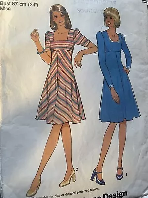 Vintage 1970's Style Square Necked Smock Dresses Sewing Pattern • £2.99