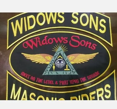 Widows Sons Masonic Riders 35cm Iron On Embroidered Set • $83.02